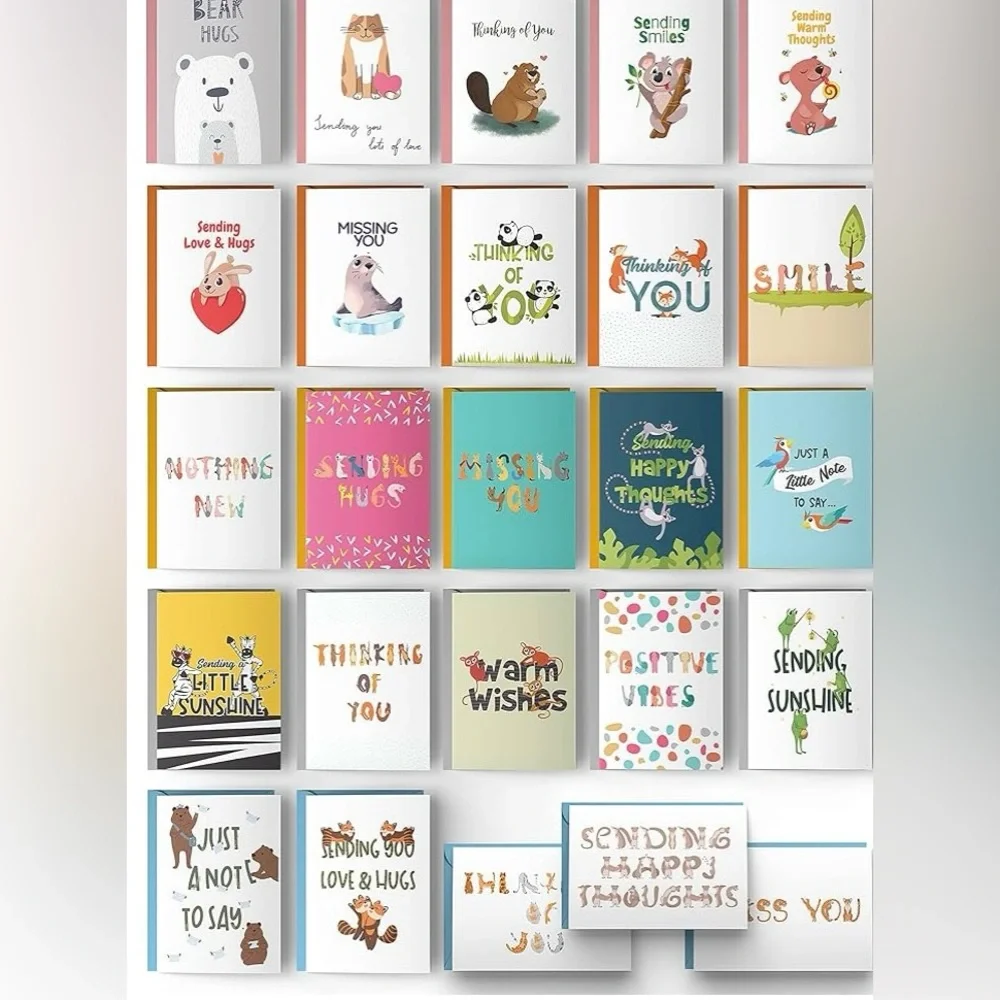 Cute Animal Thinking of You Cards 23 Cards And Envelopes